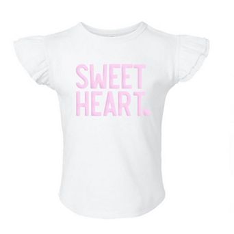 Sweetheart Raised Print Toddler Flutter Sleeve Graphic Tee