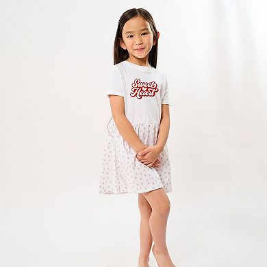 Sweet Heart With Heart Raised Print Toddler Girl Dress