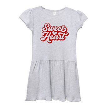 Sweet Heart With Heart Raised Print Toddler Girl Dress