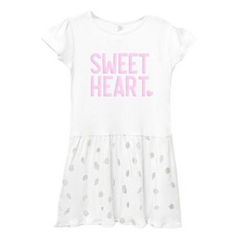 Sweetheart Raised Print Toddler Girl Dress