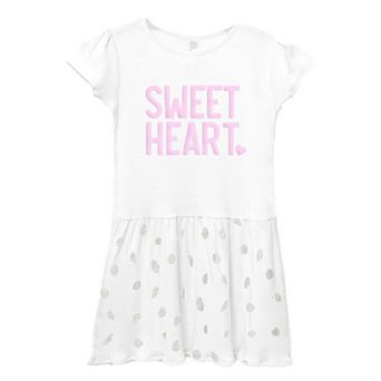 Sweetheart Raised Print Toddler Girl Dress