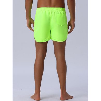 Men's Casual Lightweight Solid Color Elastic Waist Drawstring Summer Beach Board Shorts