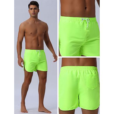 Men's Casual Lightweight Solid Color Elastic Waist Drawstring Summer Beach Board Shorts