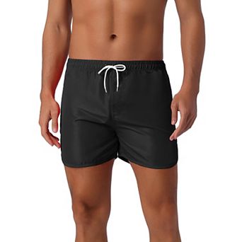 Men's Casual Lightweight Solid Color Elastic Waist Drawstring Summer Beach Board Shorts