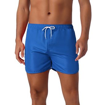 Men's Casual Lightweight Solid Color Elastic Waist Drawstring Summer Beach Board Shorts