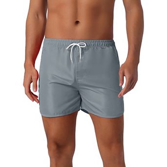 Men's Casual Lightweight Solid Color Elastic Waist Drawstring Summer Beach Board Shorts