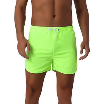 Men's Casual Lightweight Solid Color Elastic Waist Drawstring Summer Beach Board Shorts