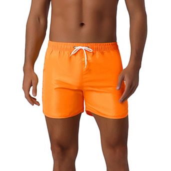Men's Casual Lightweight Solid Color Elastic Waist Drawstring Summer Beach Board Shorts