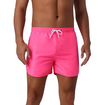 Men's Casual Lightweight Solid Color Elastic Waist Drawstring Summer Beach Board Shorts
