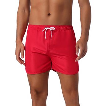 Men's Casual Lightweight Solid Color Elastic Waist Drawstring Summer Beach Board Shorts