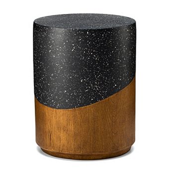 Glitzhome Terrazzo and Wood Texture Garden Stool or Accent Table