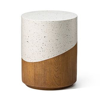 Glitzhome Terrazzo and Wood Texture Garden Stool or Accent Table