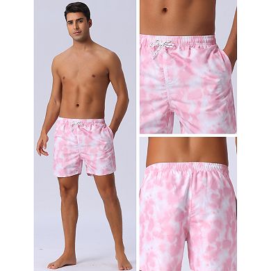 Men's Casual Vocation Drawstring Elastic Waist Tie Dye Hawaiian Board Shorts