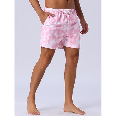 Men's Casual Vocation Drawstring Elastic Waist Tie Dye Hawaiian Board Shorts