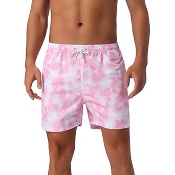 Men's Casual Vocation Drawstring Elastic Waist Tie Dye Hawaiian Board Shorts