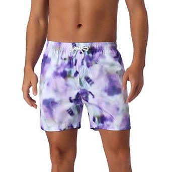 Men's Casual Vocation Drawstring Elastic Waist Tie Dye Hawaiian Board Shorts