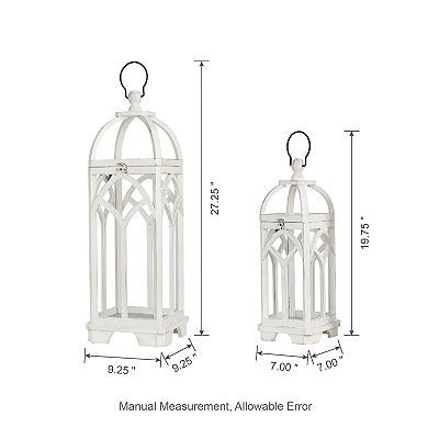 Glitzhome Set of 2 Farmhouse Wooden Church Window Frame Lanterns