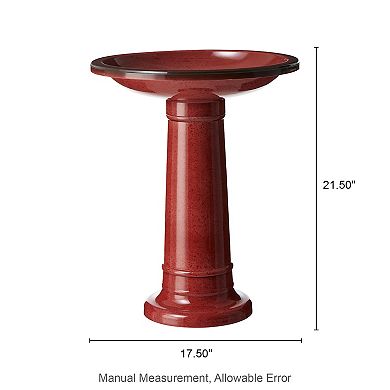 Glitzhome 21.5"H Faux Ceramic Tall Pedestal Birdbath