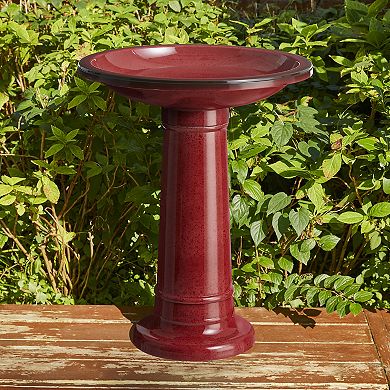 Glitzhome 21.5"H Faux Ceramic Tall Pedestal Birdbath