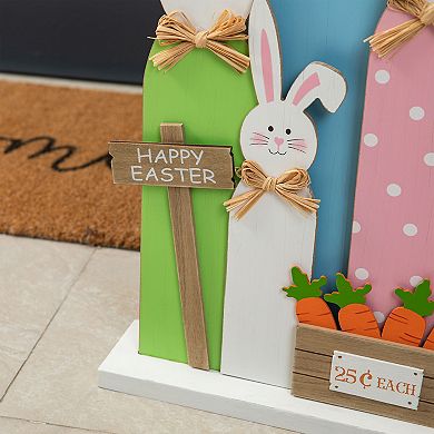 Glitzhome 29.75"H Delightful Easter Wooden Bunny Family Porch Decor