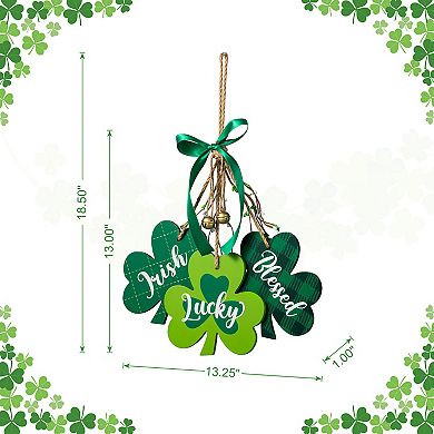 Glitzhome 18.50"H Unique St. Patrick's Durable Wooden Shamrock Door Hanger