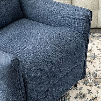 Glitzhome Modern Blue Fabric Push Back Recliner with Ergonomic Segmented Back
