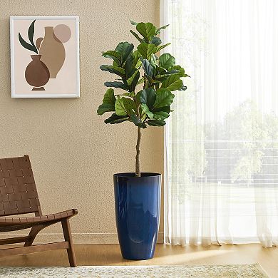 Glitzhome 23.5"H Set of 2 Oversized Faux Ceramic Tall Plastic Planter