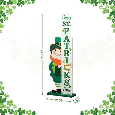 Glitzhome 36"H St. Patrick's Leprechaun HAPPY ST.PATRICK’S DAY Porch Decor