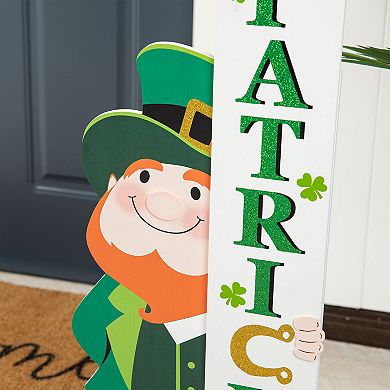 Glitzhome 36"H St. Patrick's Leprechaun HAPPY ST.PATRICK’S DAY Porch Decor