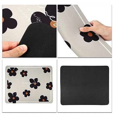 1 Pc Drain Pad Hyuna Flower-Cream White Dish Drying Mat for Kitchen Beige Black 19.69"x15.75"