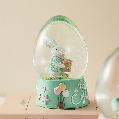 Glitzhome 65MM Set of 2 Crafted Easter Resin Bunnies Waterglobe