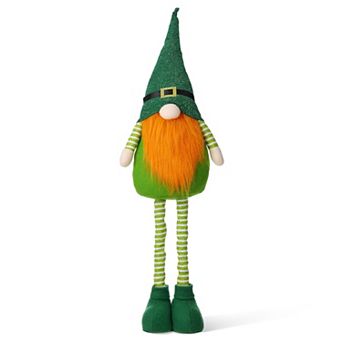 Glitzhome 40''H Telescoped Fabric St. Patrick's Gnome Standing Decor