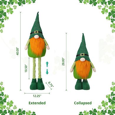 Glitzhome 40''H Telescoped Fabric St. Patrick's Gnome Standing Decor