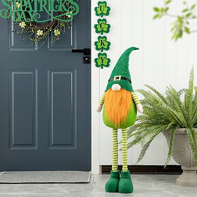 Glitzhome 40''H Telescoped Fabric St. Patrick's Gnome Standing Decor