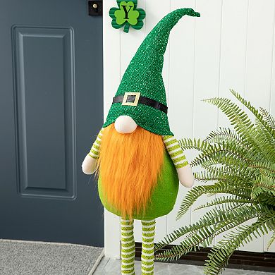 Glitzhome 40''H Telescoped Fabric St. Patrick's Gnome Standing Decor