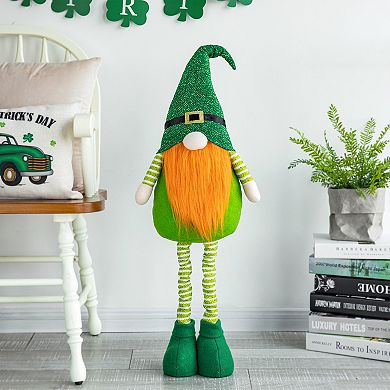 Glitzhome 40''H Telescoped Fabric St. Patrick's Gnome Standing Decor