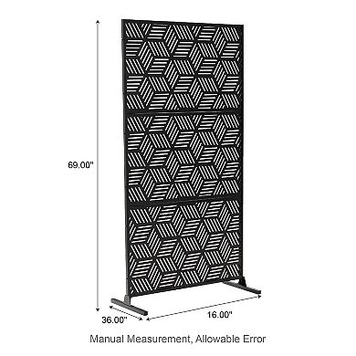 Glitzhome 5.75ft Black Galvanized Steel Privacy Screen Fence Panel Room Divider