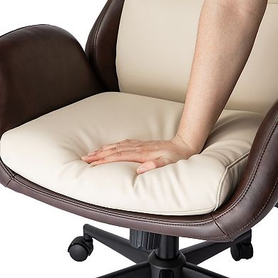 Glitzhome Mid-Century Modern Adjustable Swivel High Back Office Chair