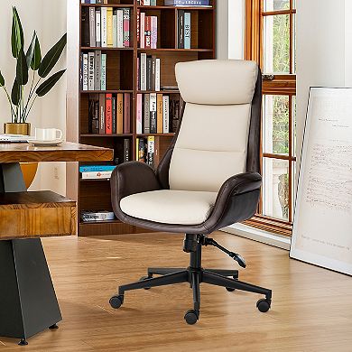 Glitzhome Mid-Century Modern Adjustable Swivel High Back Office Chair