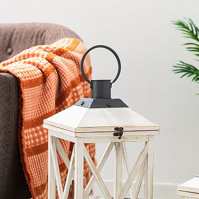 Glitzhome Set of 2 Modern Farmhouse Wooden Lantern