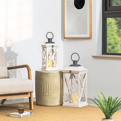 Glitzhome Set of 2 Modern Farmhouse Wooden Lantern