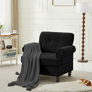 Set of 2 Chenille Sofa Set, a Loveseat & a Single Sofa Chair