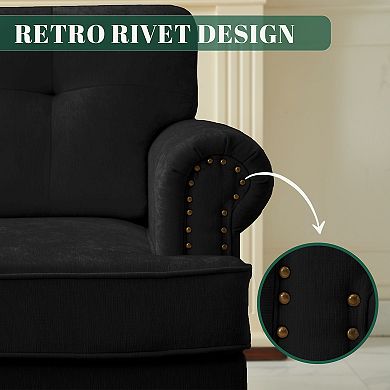 Set of 2 Chenille Sofa Set, a 3-Seater Sofa and a Single Sofa Chair