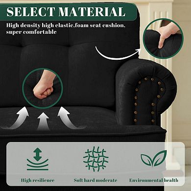 Set of 2 Chenille Sofa Set, a 3-Seater Sofa and a Single Sofa Chair