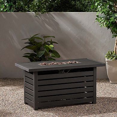 Mondawe 47.25" Rectangular Iron Breathable Fire Pit - 30 000 BTU Fire Pit Table in Matte Black