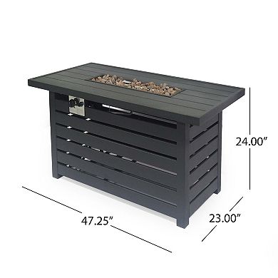 Mondawe 47.25" Rectangular Iron Breathable Fire Pit - 30 000 BTU Fire Pit Table in Matte Black