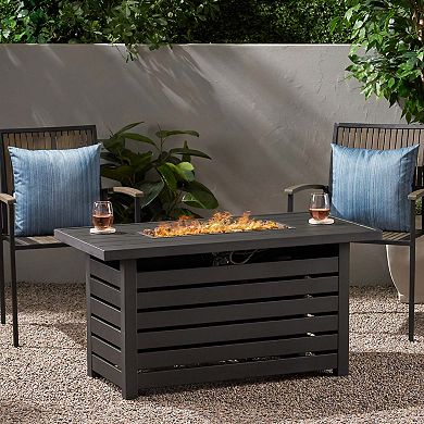 Mondawe 47.25" Rectangular Iron Breathable Fire Pit - 30 000 BTU Fire Pit Table in Matte Black