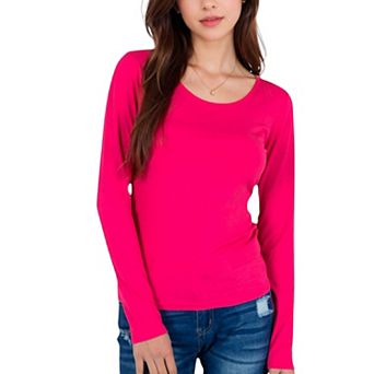 Women's Long Sleeve Scoop Neck Stretch Knit Top