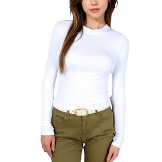 Women's Ribbed Long Sleeve Fitted Crew Neck Top