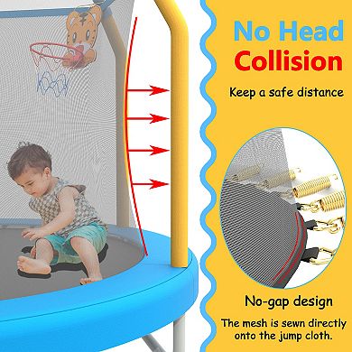 MERSCO 55 inch Trampoline Indoor Outdoor Small Toddler Trampoline with Basketball Hoop